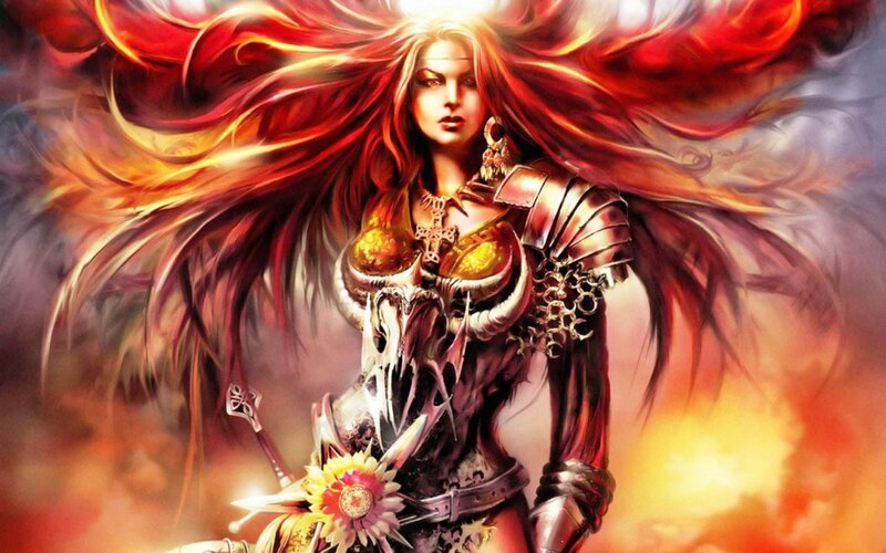 Female Warrior with Red Hair — Dramatic, Digital Art, Armor, Sword