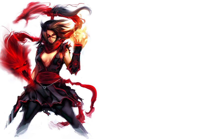 Female Warrior with Red Hair — Dramatic, Digital Art, Fire