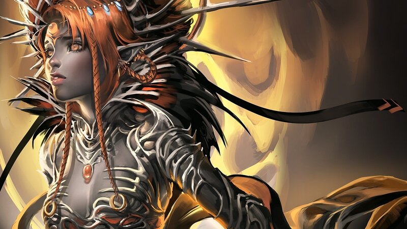 Female Warrior with Red Hair — Orange