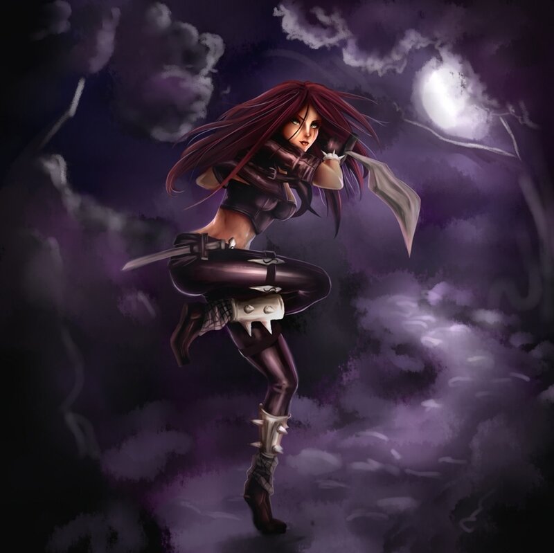 Female Warrior with Red Hair — Purple, Dramatic