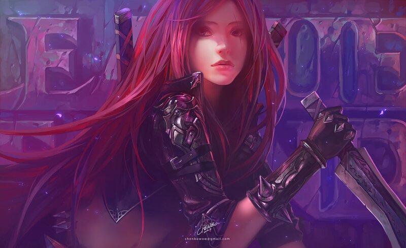 Female Warrior with Red Hair — Purple