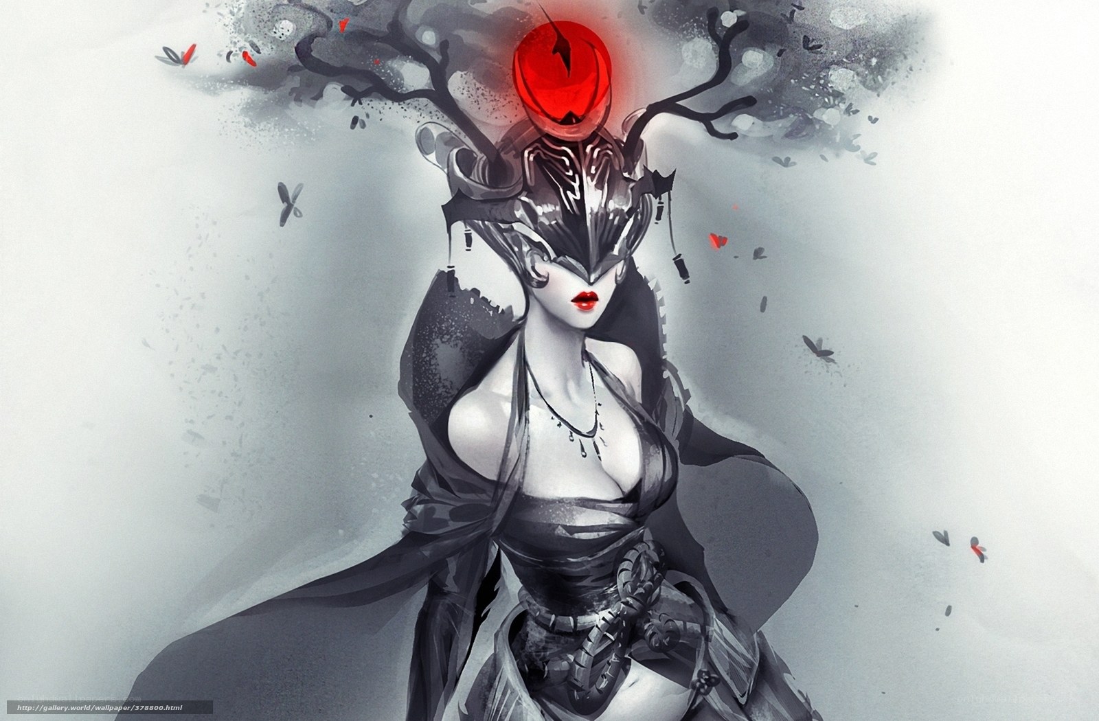 female warrior with red orb