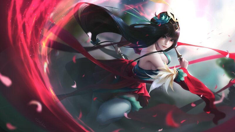 Female Warrior with Red Ribbon