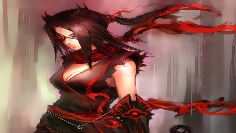 Female Warrior with Red Scarf — Dramatic