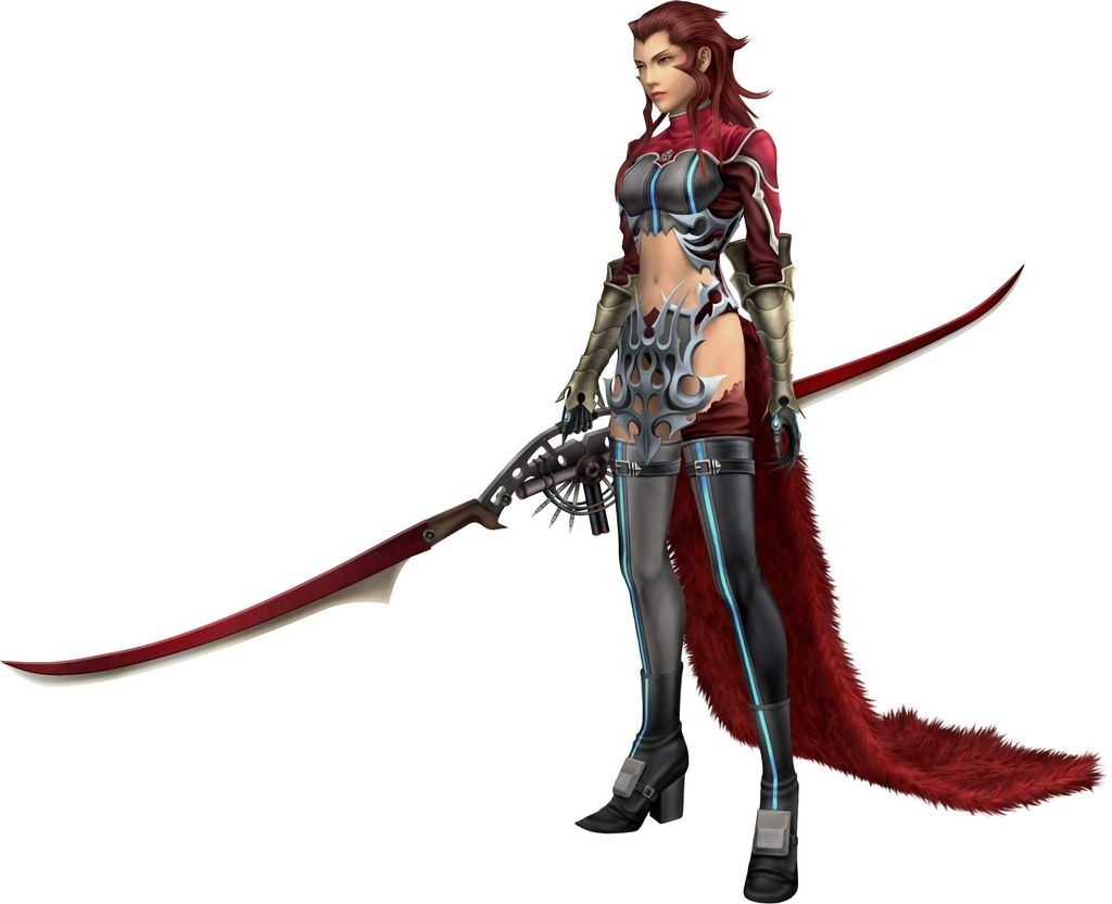 female warrior with red sword