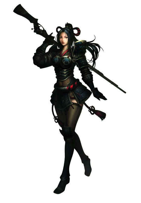 female warrior with rifle