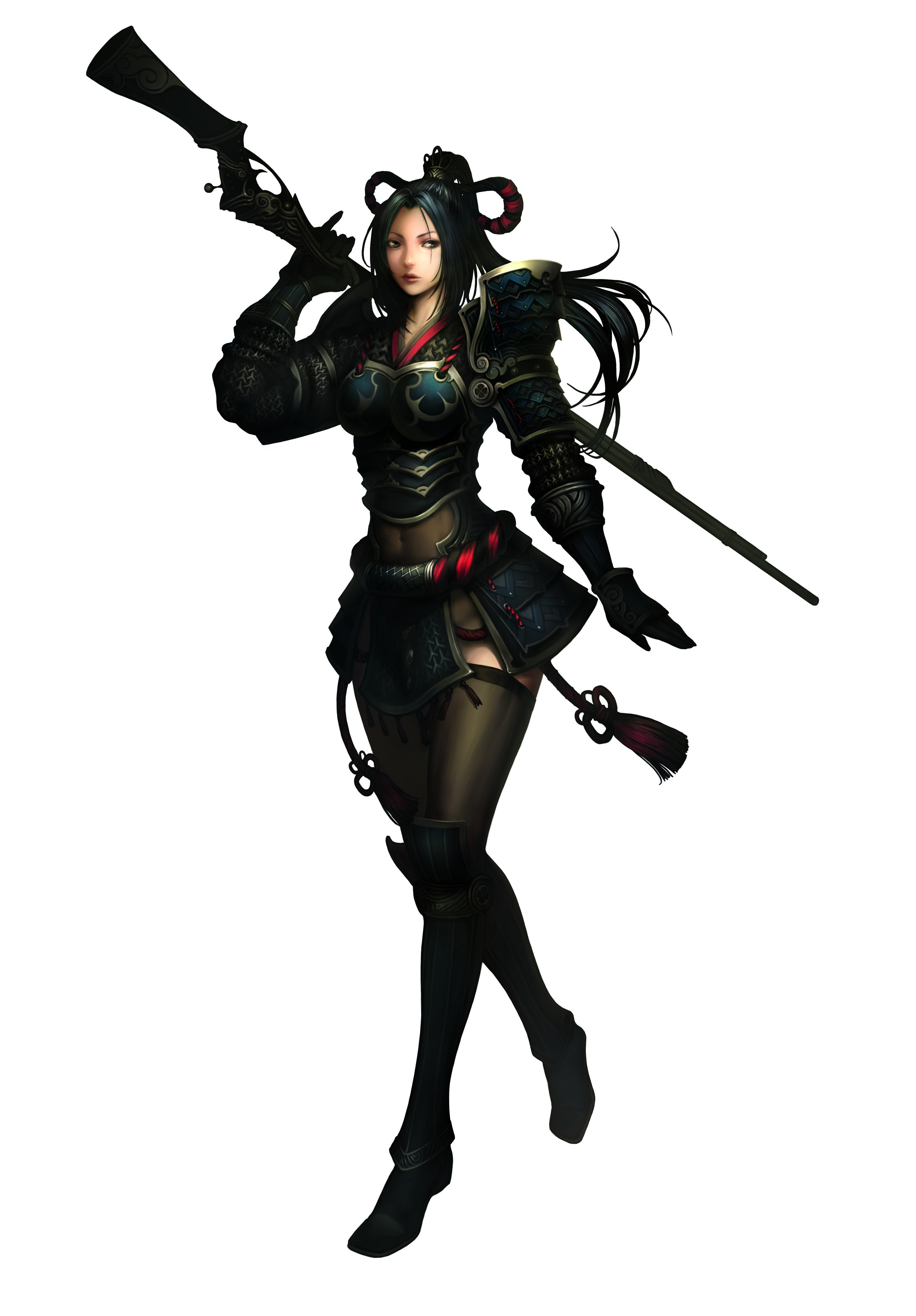female warrior with rifle