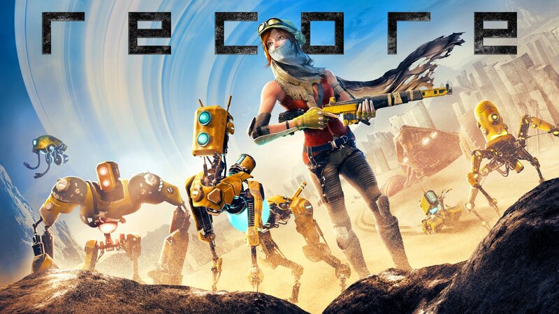 Female Warrior with Robots — Blue