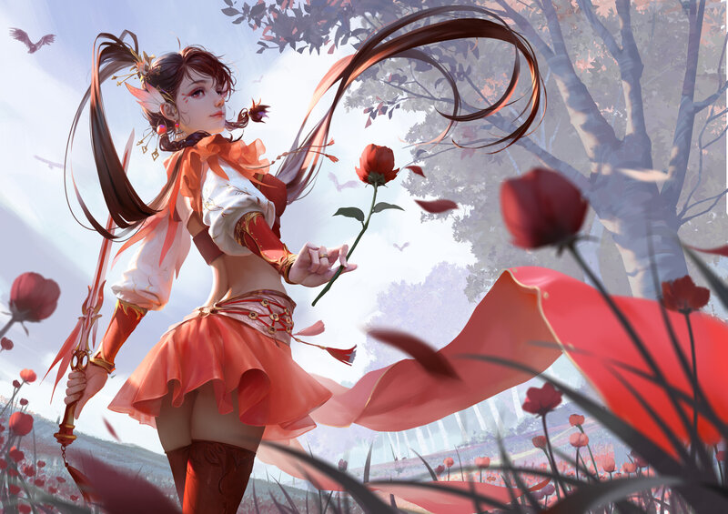 Female Warrior with Rose