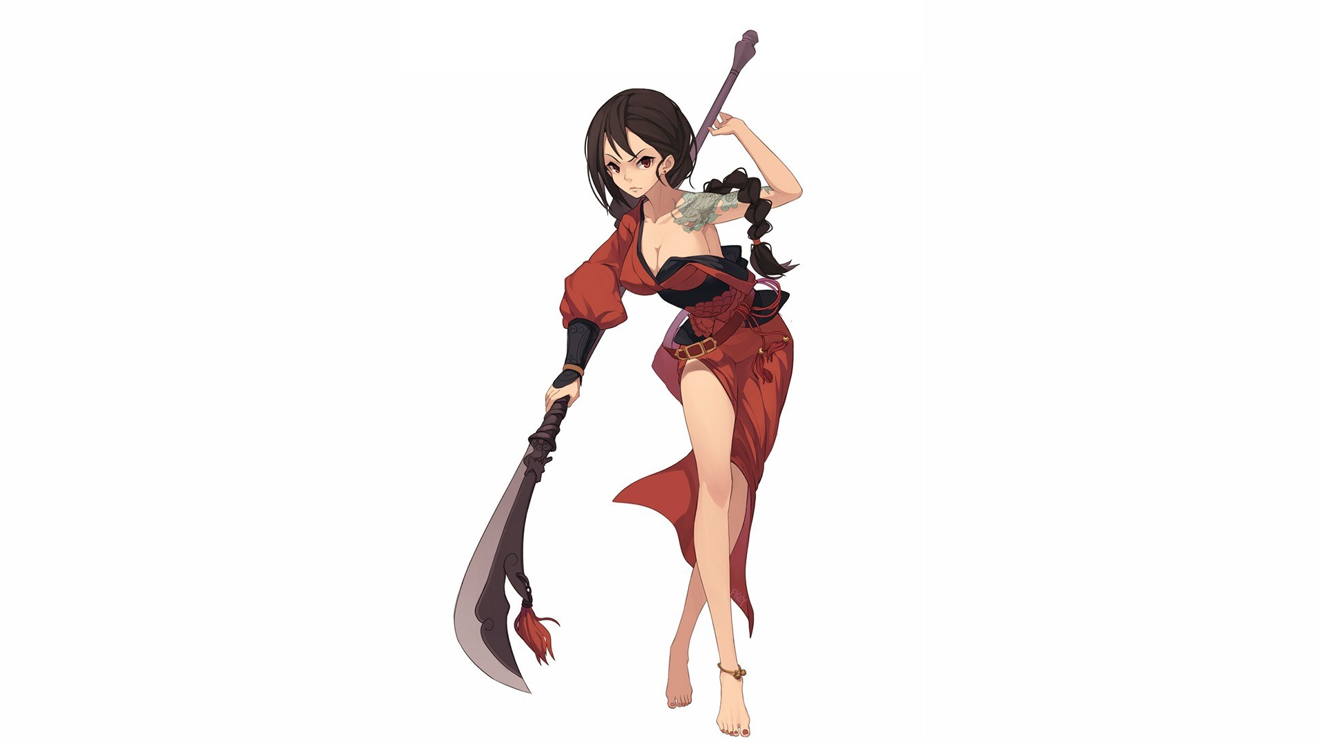 female warrior with scythe