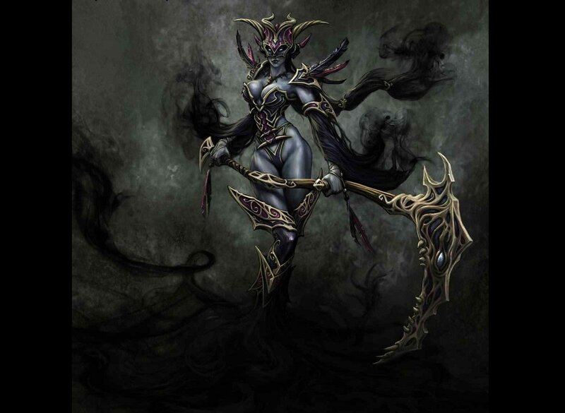 Female Warrior with Scythe — Black, Dark
