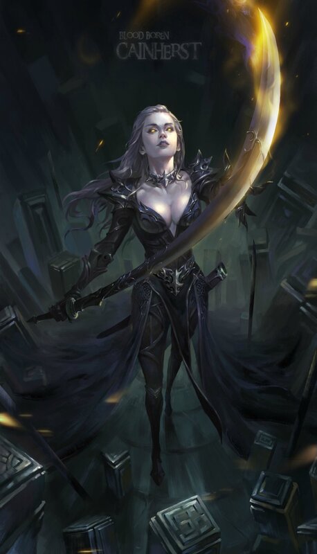 Female Warrior with Scythe — Black, Dramatic, Night, Digital Art, Armor