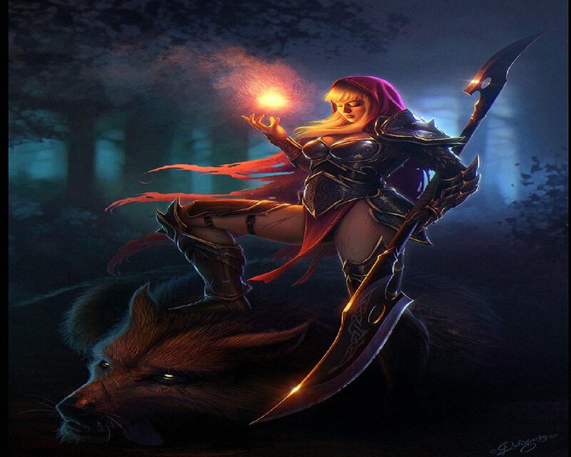 Female Warrior with Scythe — Black, Dramatic, Night, Digital Art
