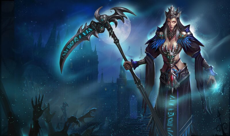 Female Warrior with Scythe — Blue, Dark, Dramatic