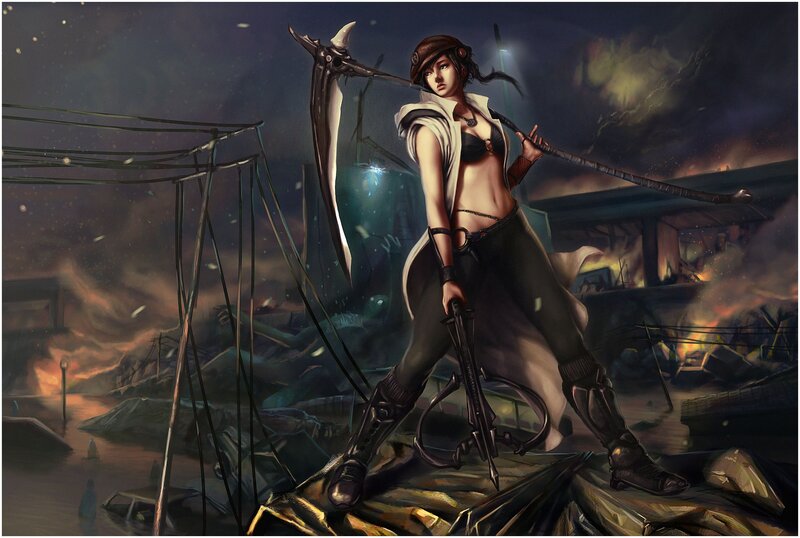 Female Warrior with Scythe — Dark