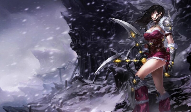 Female Warrior with Scythe — Purple