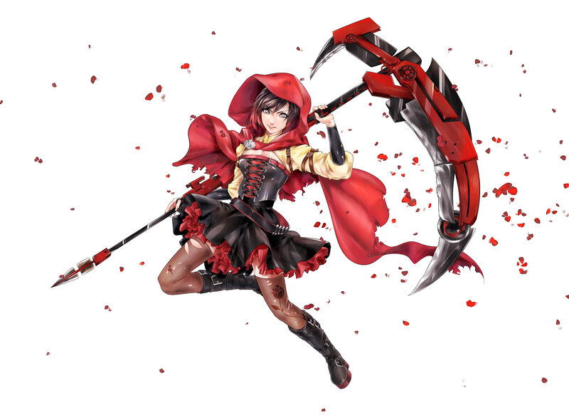 Female Warrior with Scythe — Red, Dramatic, Digital Art, Spear