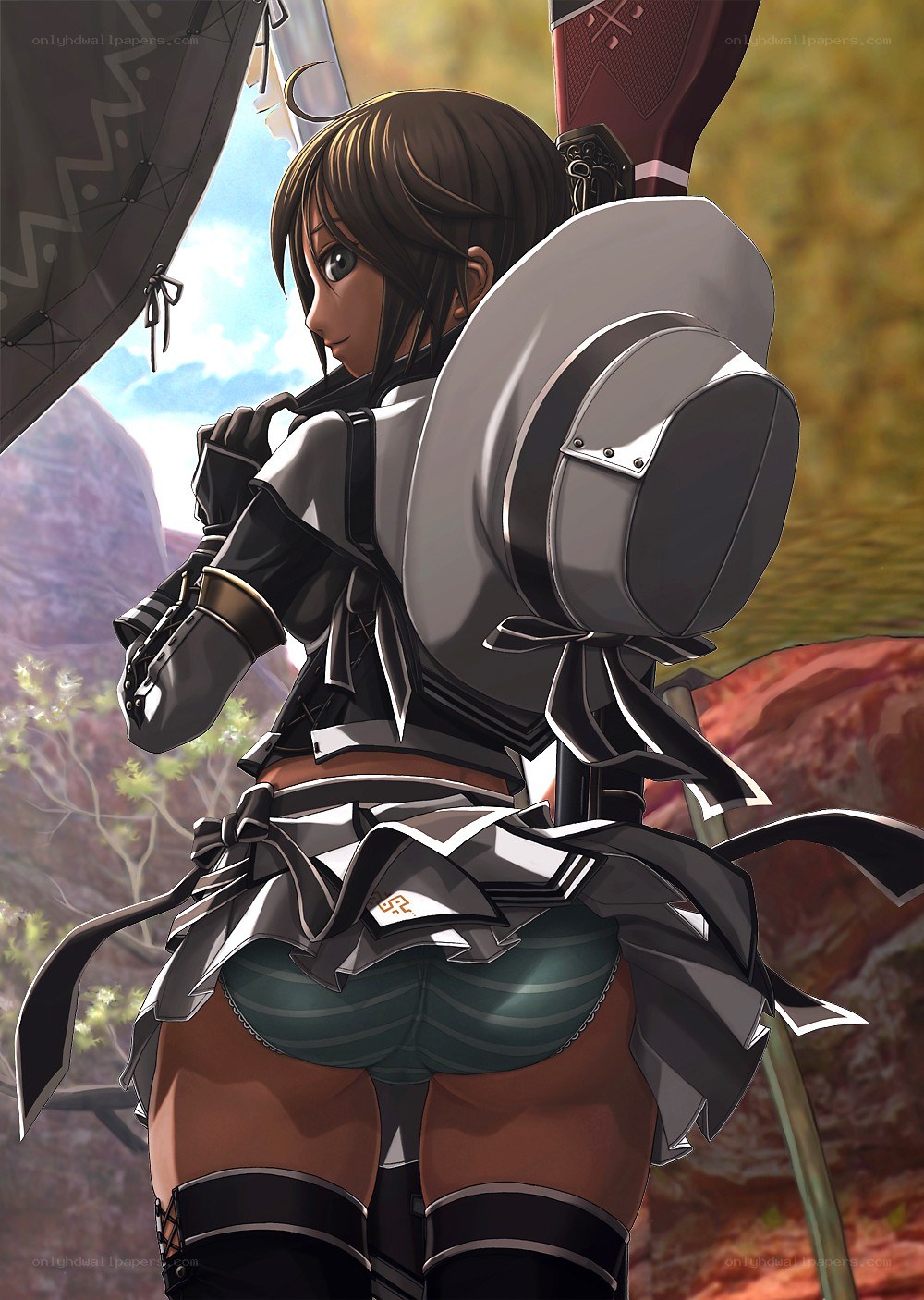 female warrior with shield