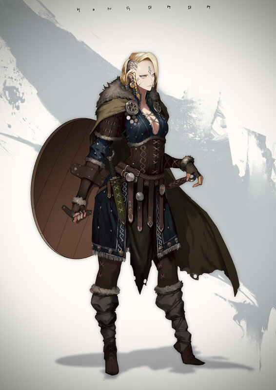 Female Warrior with Shield — Brown