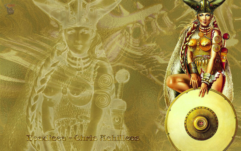 Female Warrior with Shield — Gold