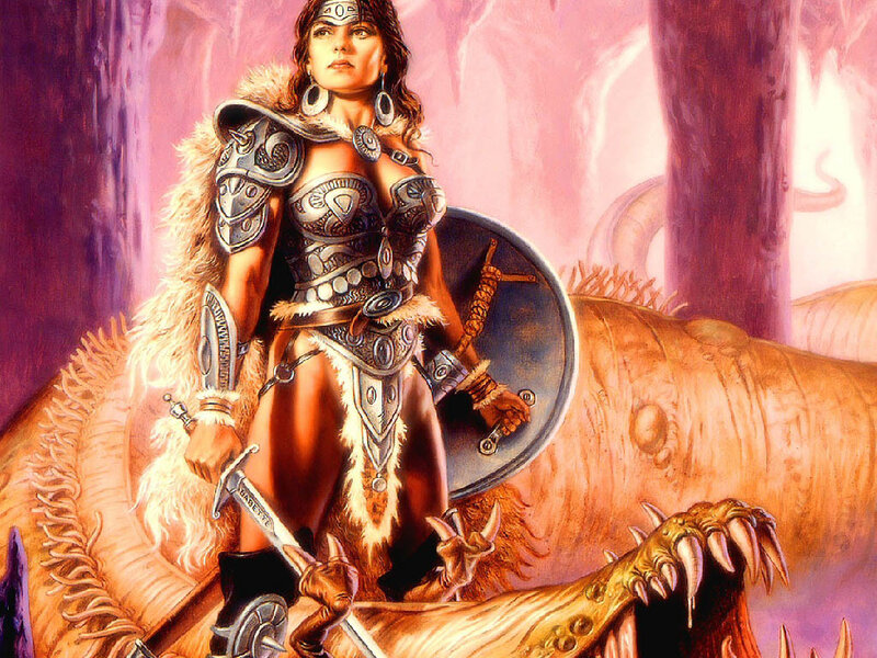Female Warrior with Shield — Purple