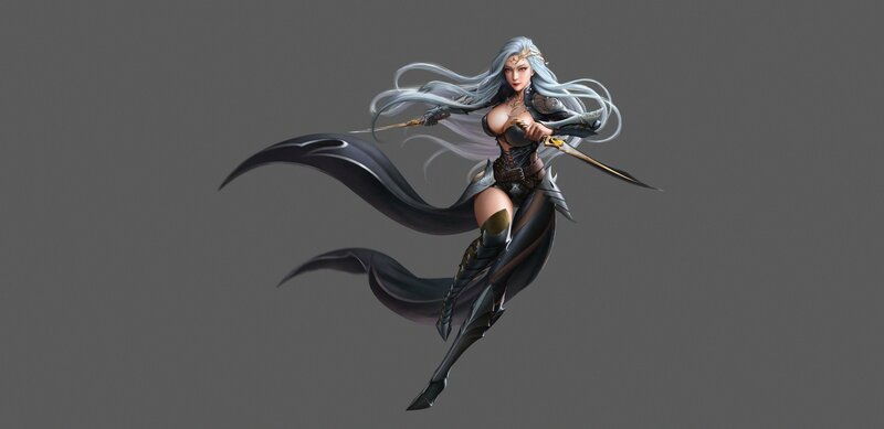 Female Warrior with Silver Hair
