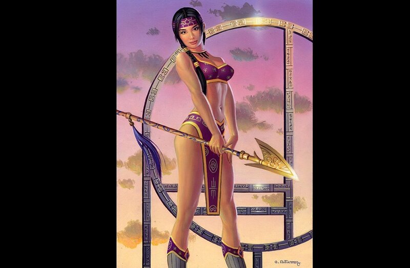 female warrior with spear