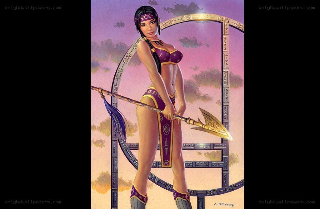 female warrior with spear