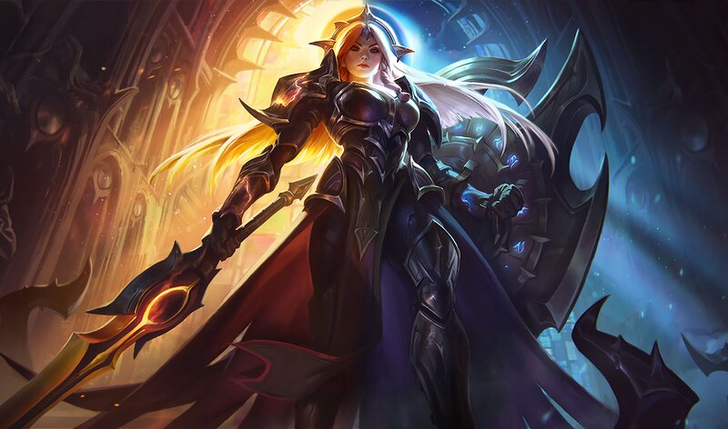 Female Warrior with Spear — Black, Dramatic, Digital Art, Armor, Castle