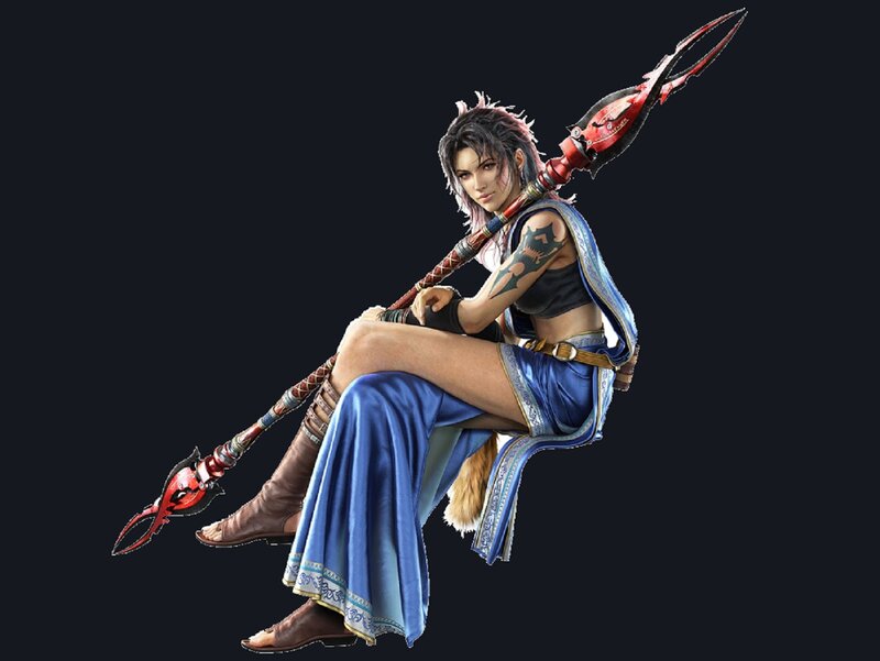 Female Warrior with Spear — Blue, Confident