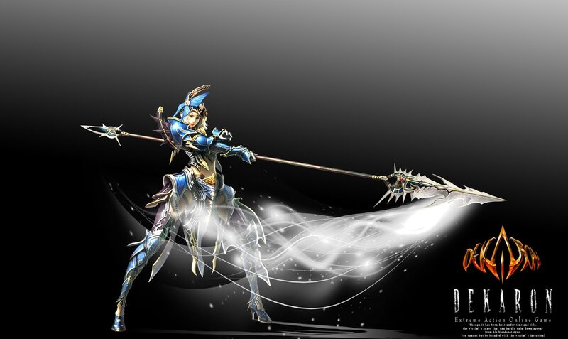 Female Warrior with Spear — Blue, Dramatic, Digital Art, Armor, Glow