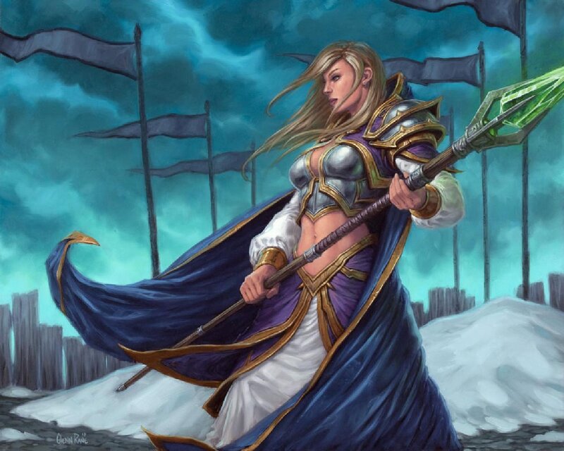 Female Warrior with Spear — Blue, Dramatic, Winter