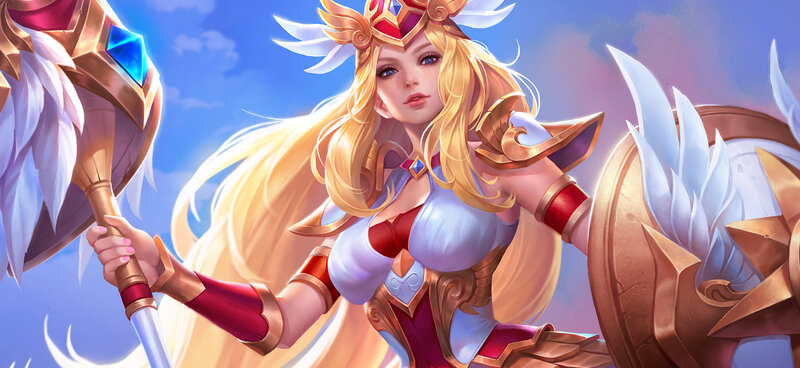 Female Warrior with Spear — Blue, Heroic