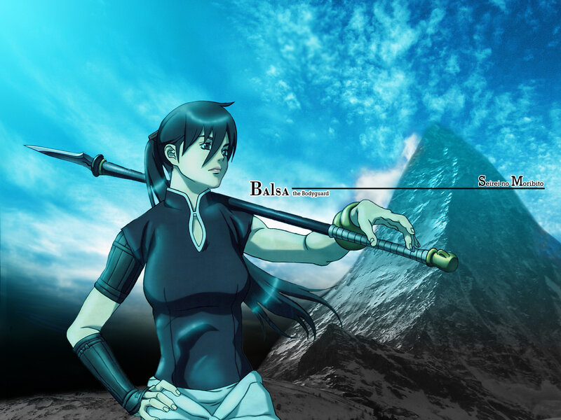 Female Warrior with Spear — Blue