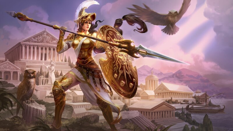 Female Warrior with Spear — Gold, Dramatic, Sunset, Digital Art