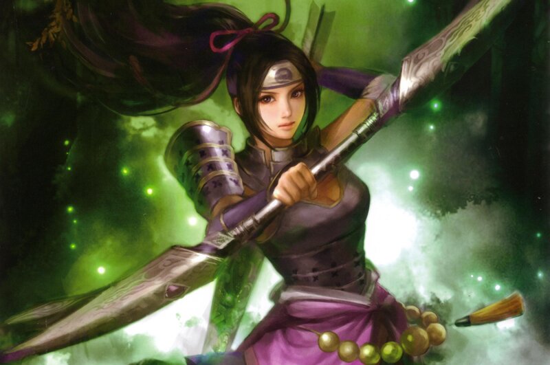 Female Warrior with Spear — Green, Dramatic, Night