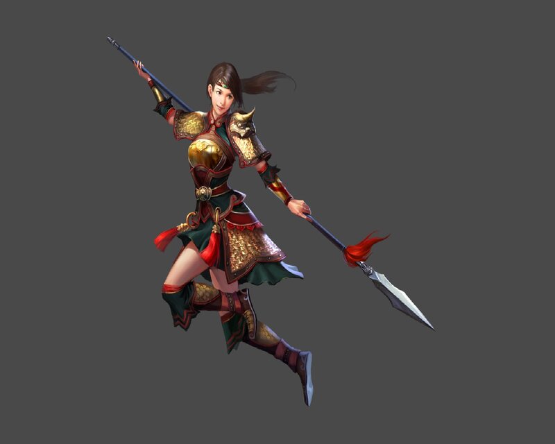 Female Warrior with Spear — Green, Dynamic