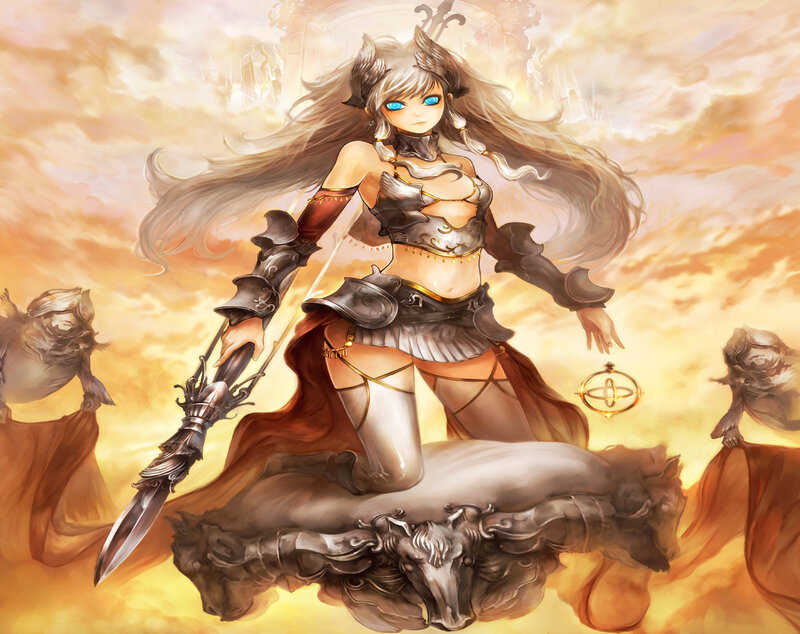 Female Warrior with Spear — Orange