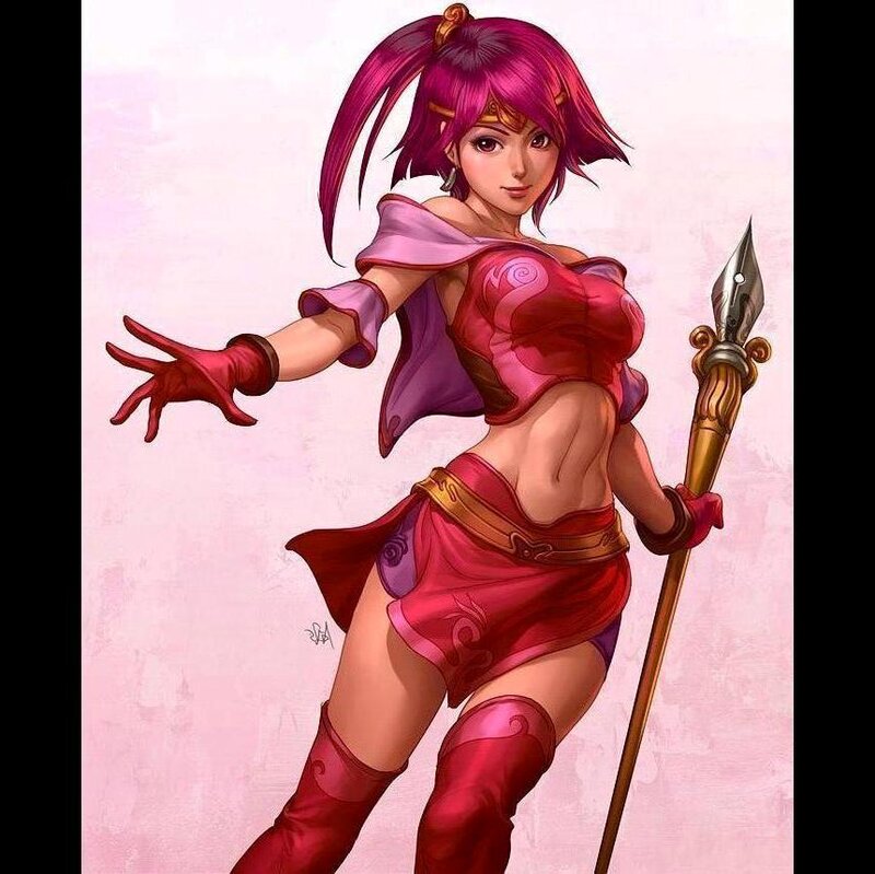 Female Warrior with Spear — Pink