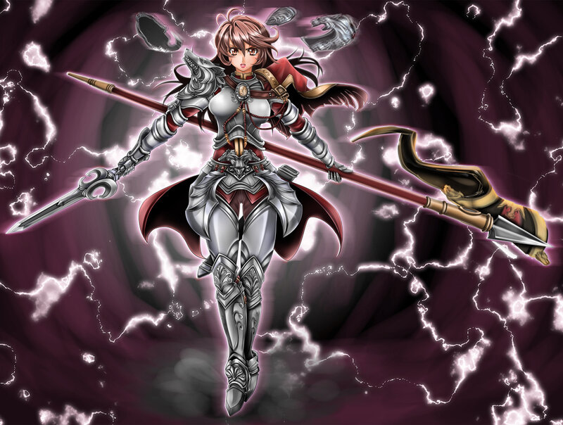 Female Warrior with Spear — Purple, Dramatic
