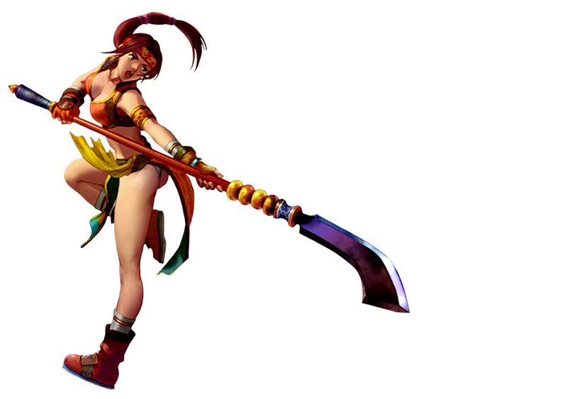 Female Warrior with Spear — Red, Dynamic