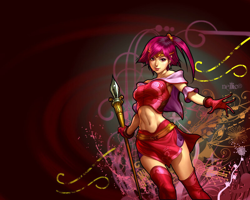 Female Warrior with Spear — Red