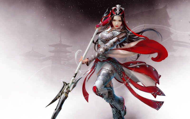 Female Warrior with Spear — Silver