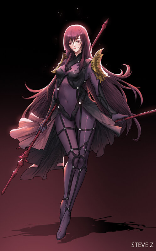 Female Warrior with Spears — Purple, Dramatic