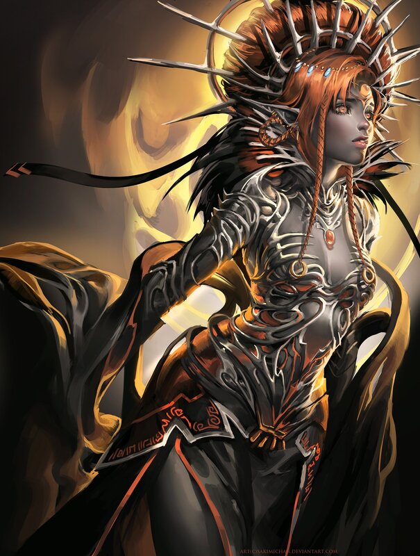 female warrior with spiked crown