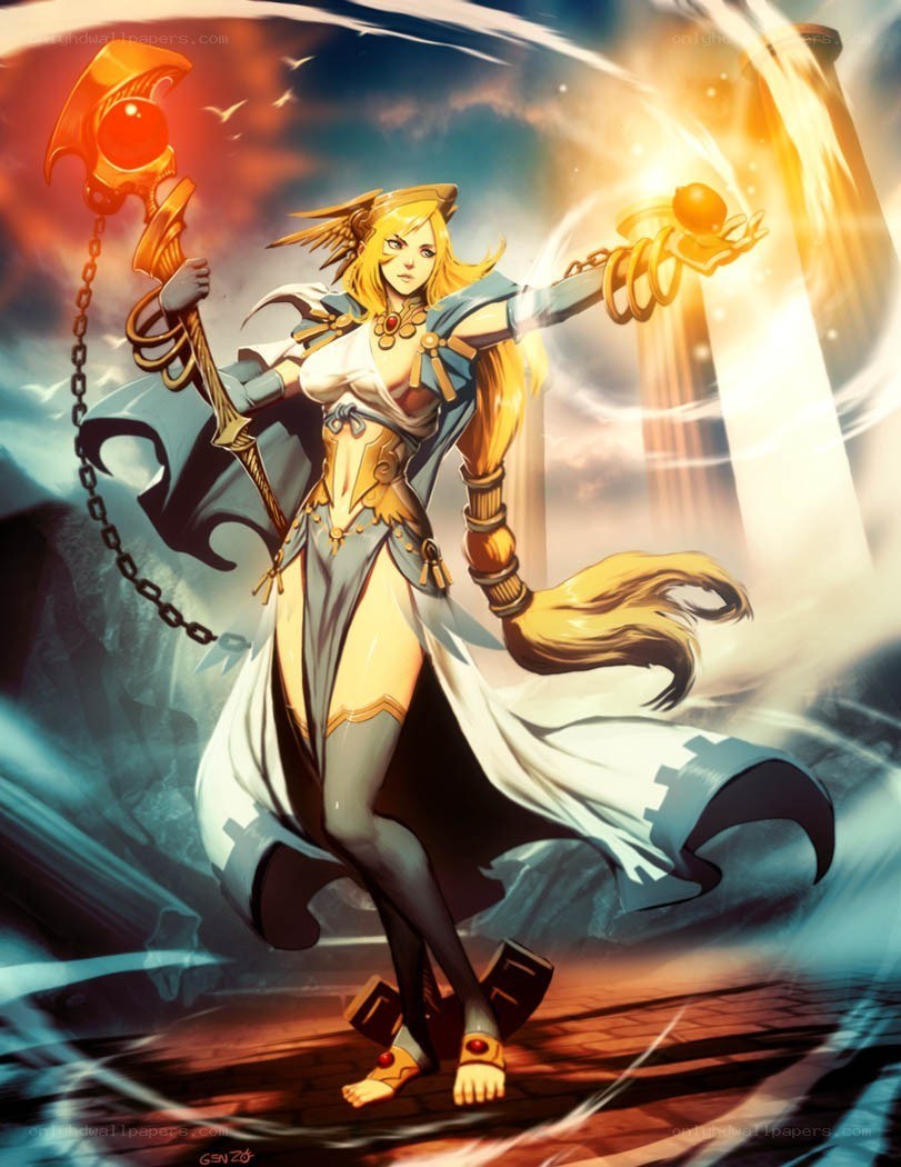 female warrior with staff