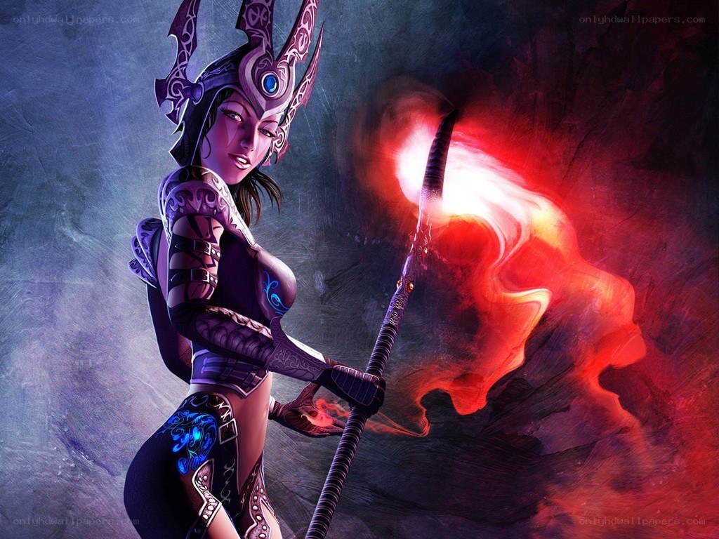 female warrior with staff
