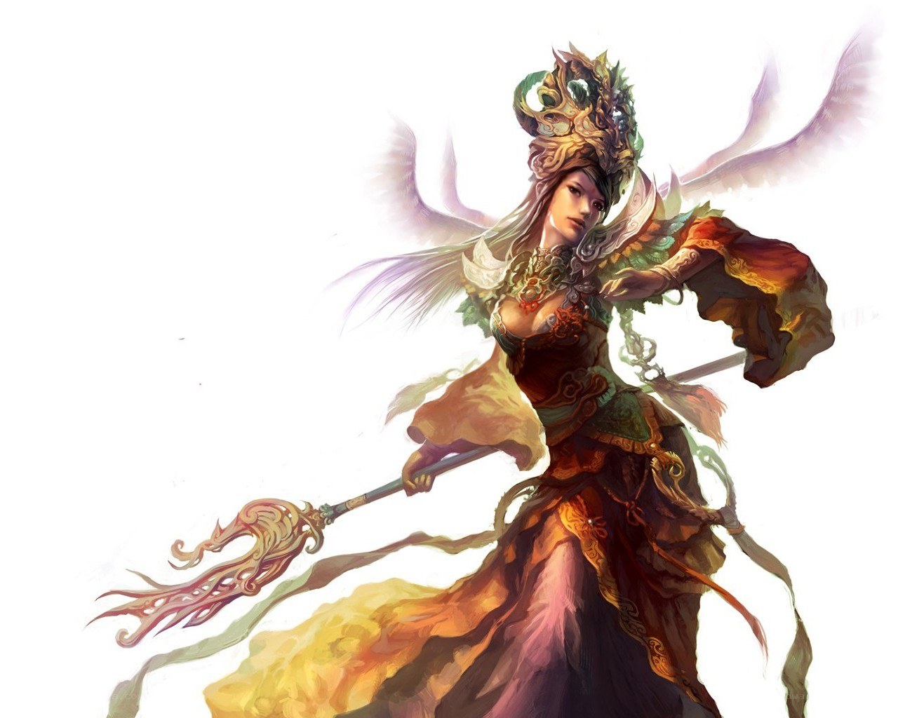 female warrior with staff