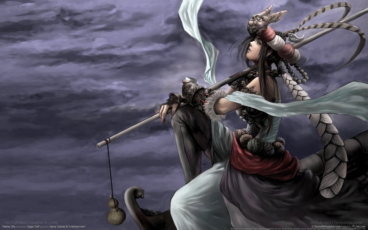 female warrior with staff
