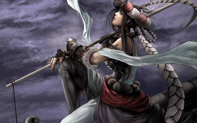 female warrior with staff
